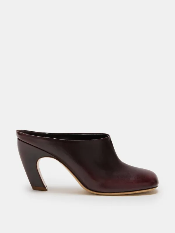 Mica Mule / Bordeaux Spazzolato Leather sold by Le Monde Beryl