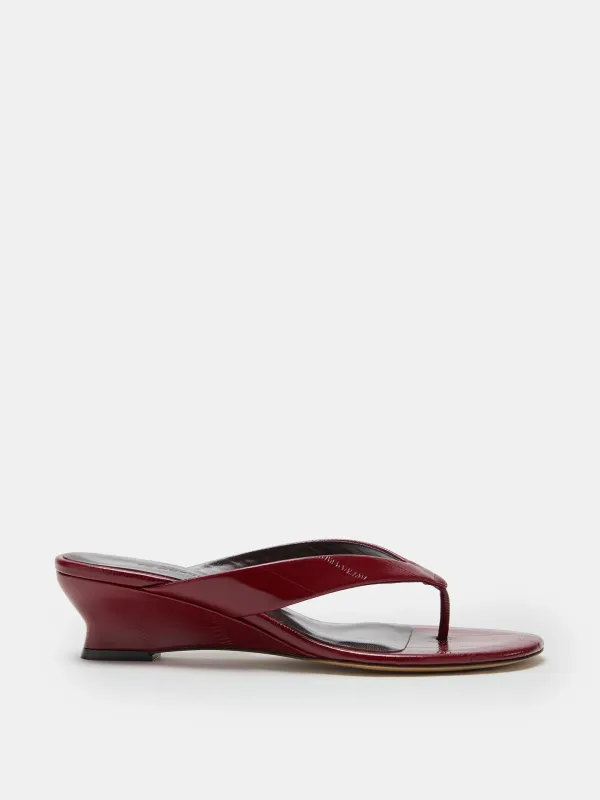 Micro Wedge Thong / Oxblood Leather Eel Effect made by Le Monde Beryl