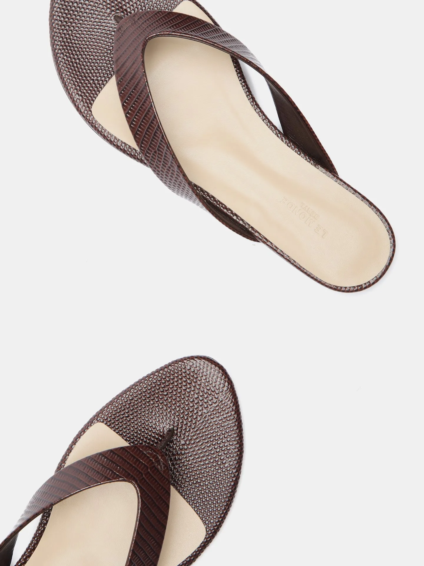 Micro Wedge Thong / Bruciato Leather Snake Effect sold by Le Monde Beryl product image thumbnail 4