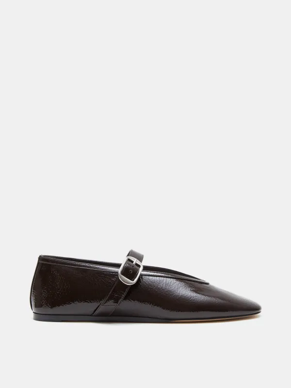 Stella Slipper / Chocolate Patent Leather sold by Le Monde Beryl