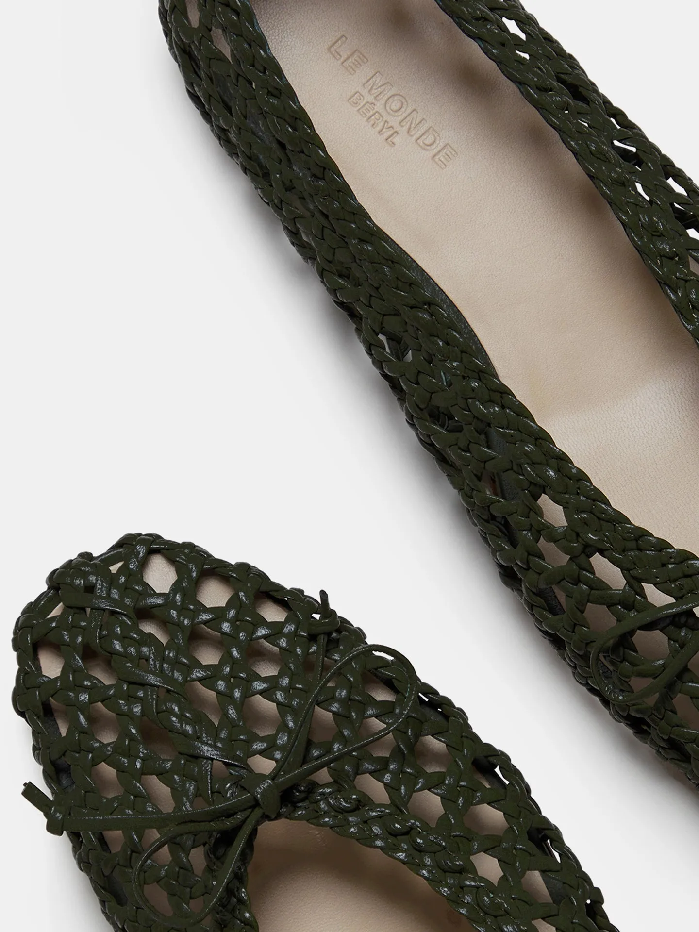 Regency Slipper / Green Woven Leather sold by Le Monde Beryl product image thumbnail 4