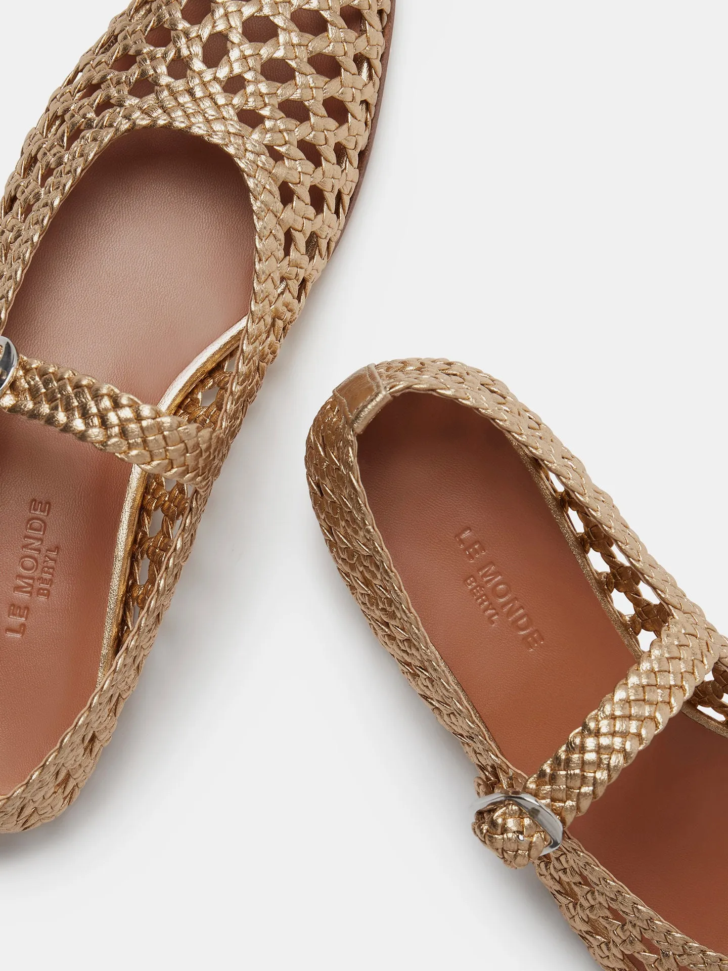 Mary Jane / Gold Woven Leather sold by Le Monde Beryl product image thumbnail 3