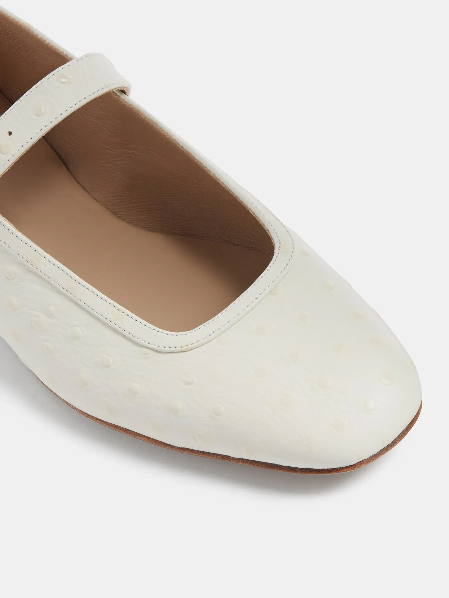 Ballet Mary Jane / Ivory Leather Ostrich Effect sold by Le Monde Beryl product image thumbnail 4