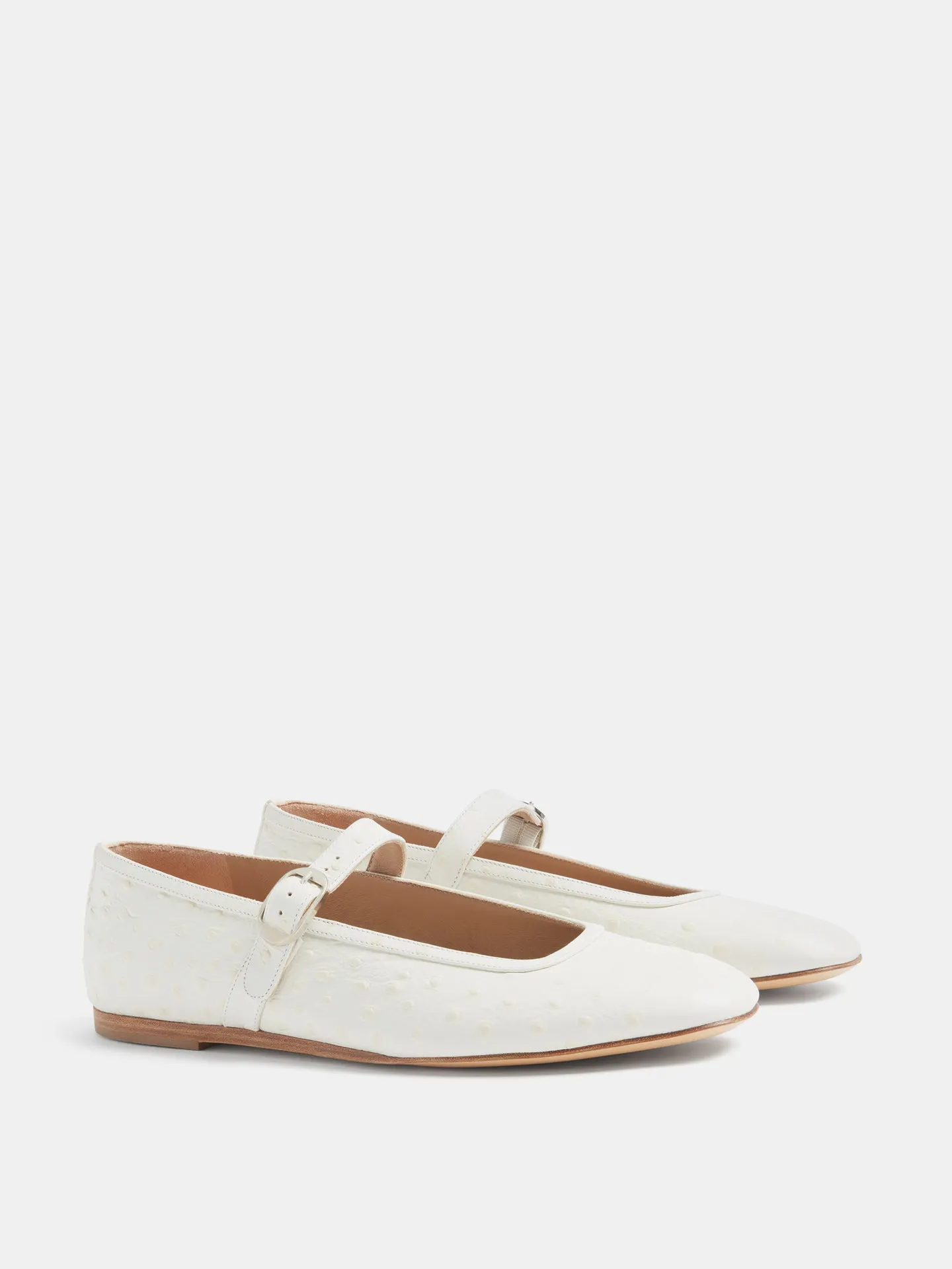 Ballet Mary Jane / Ivory Leather Ostrich Effect sold by Le Monde Beryl product image thumbnail 2