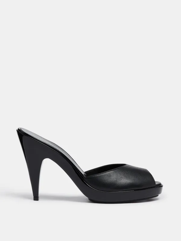 Kim Sion Cherry Mule / Black Leather made by Le Monde Beryl