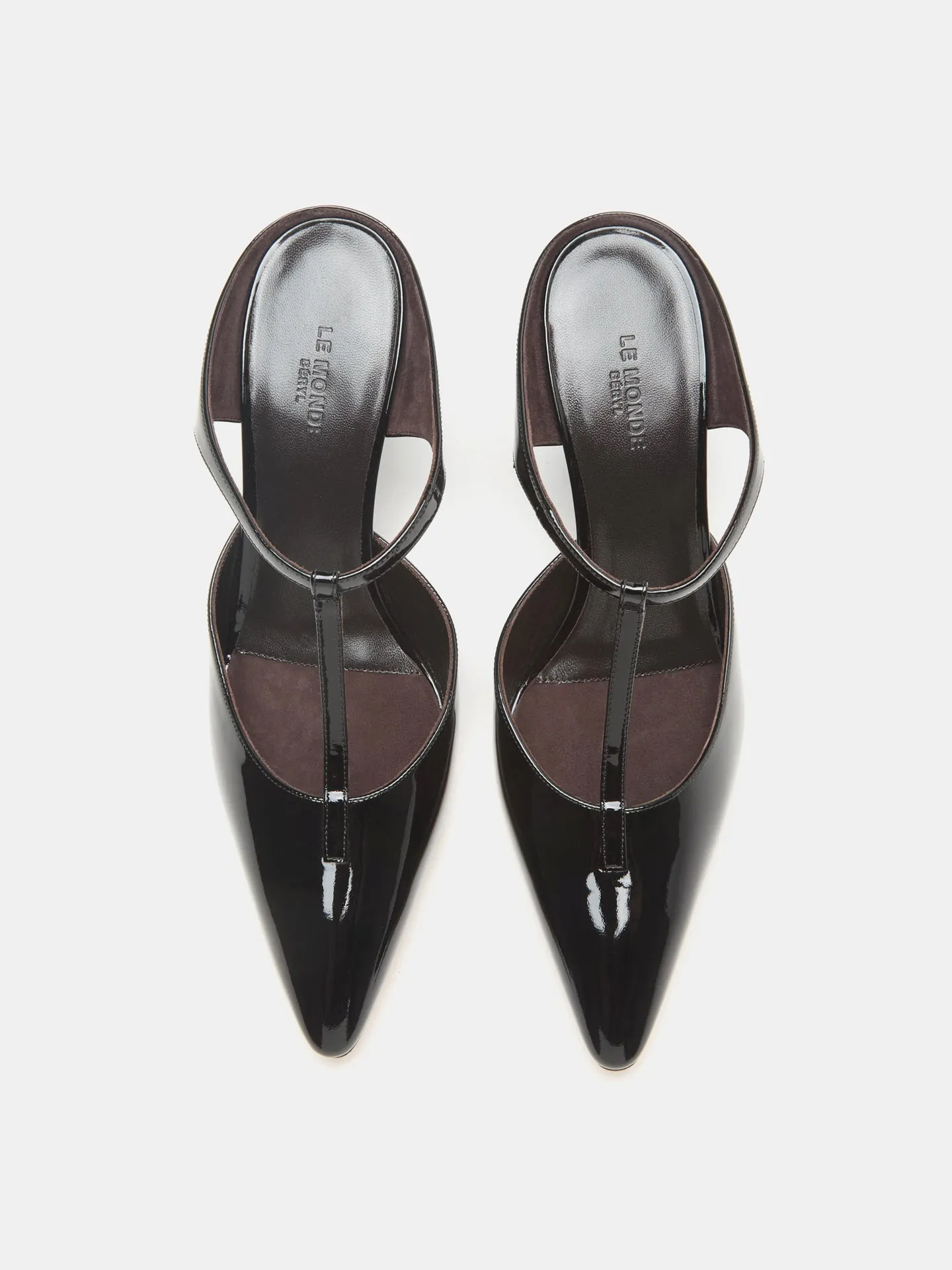 Victoria T-Bar Wedge / Black Vernice Leather sold by Le Monde Beryl product image thumbnail 3