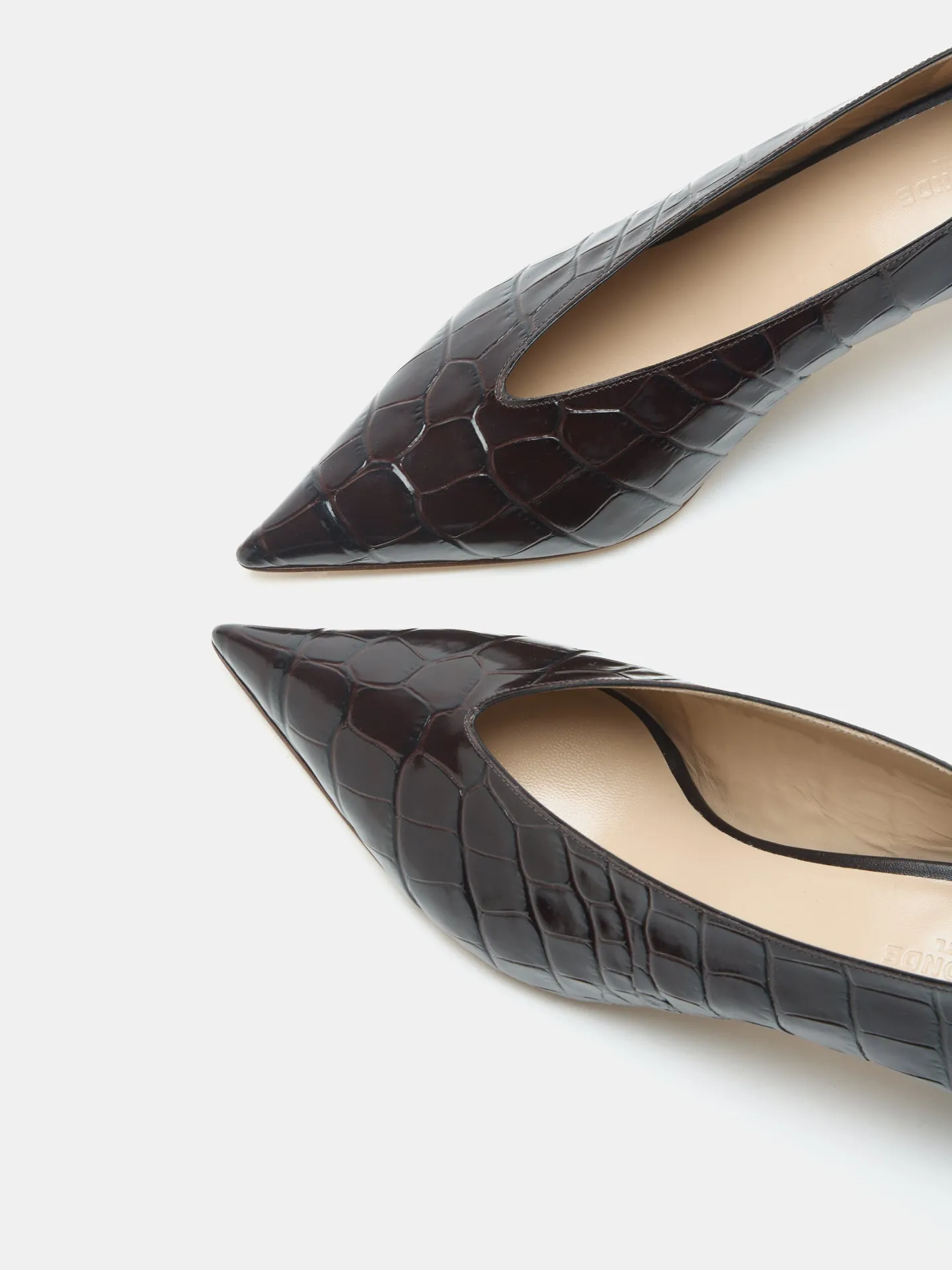 Babouche Kitten / Coco Brown Leather Croc Effect sold by Le Monde Beryl product image thumbnail 4