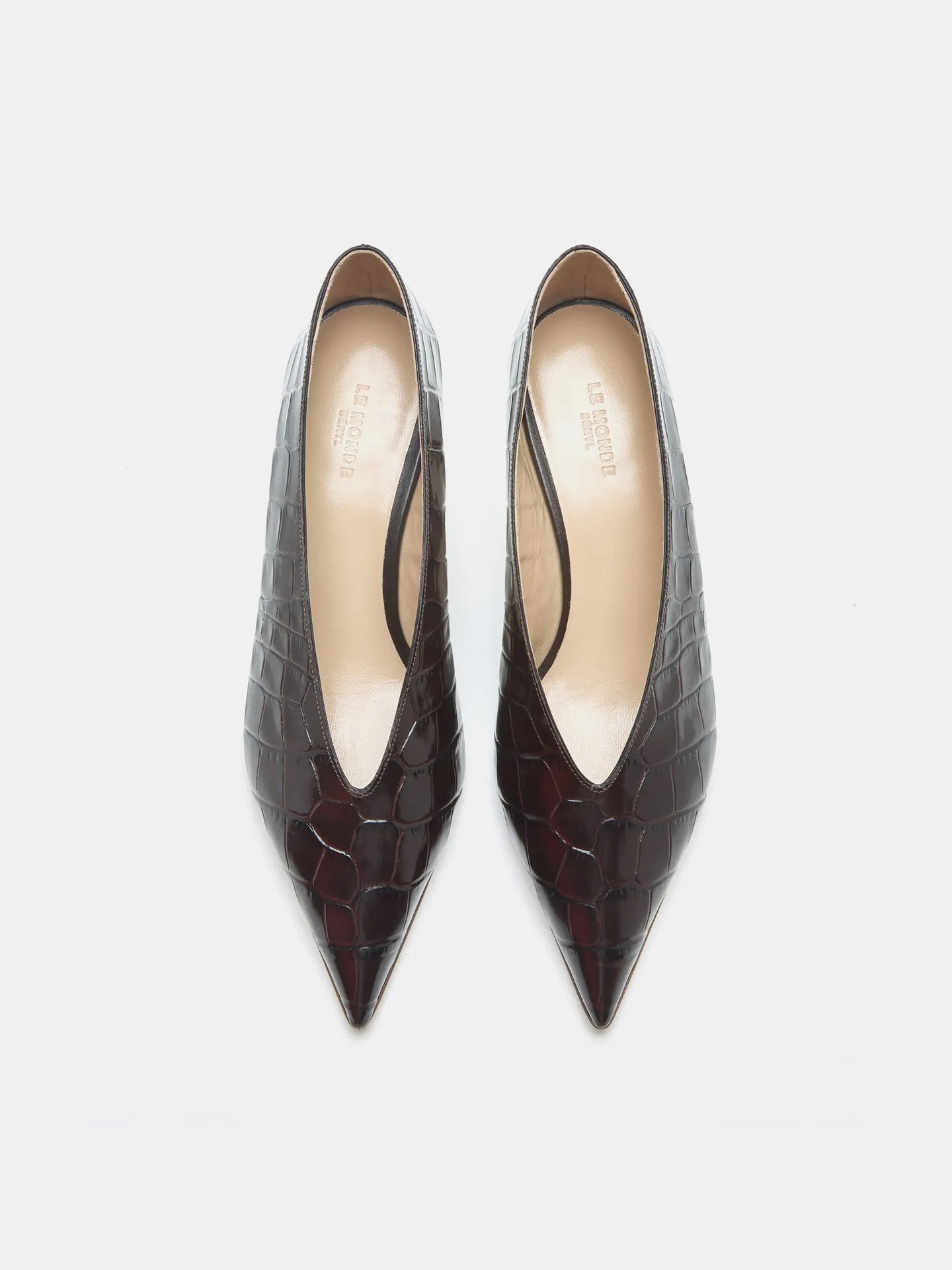 Babouche Kitten / Coco Brown Leather Croc Effect sold by Le Monde Beryl product image thumbnail 3