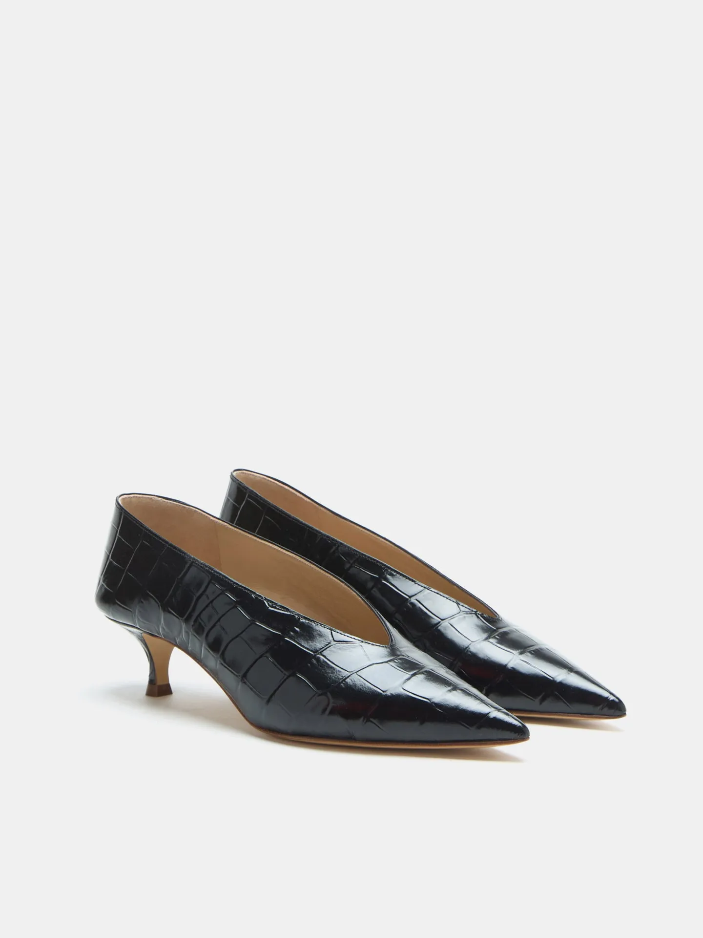 Babouche Kitten/ Coco Black Leather Croc Effect sold by Le Monde Beryl product image thumbnail 2