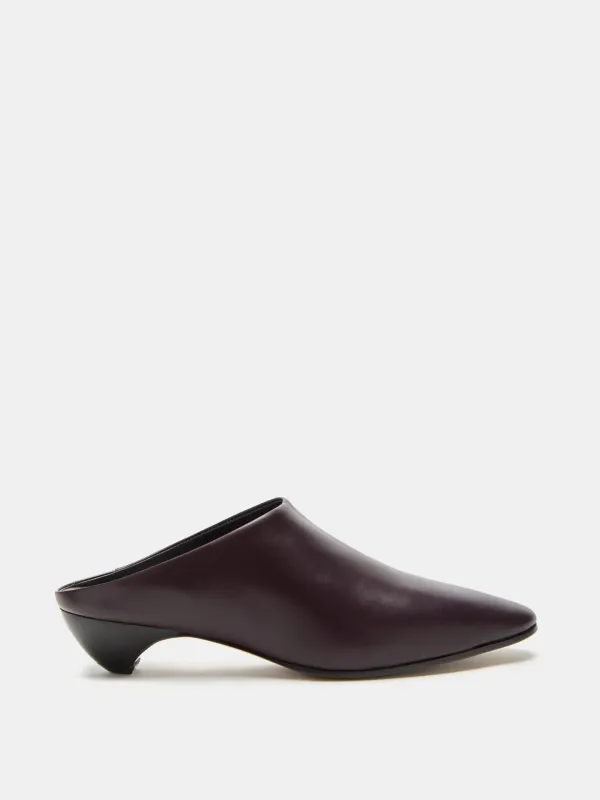 Allegra Mule / Plum Leather sold by Le Monde Beryl