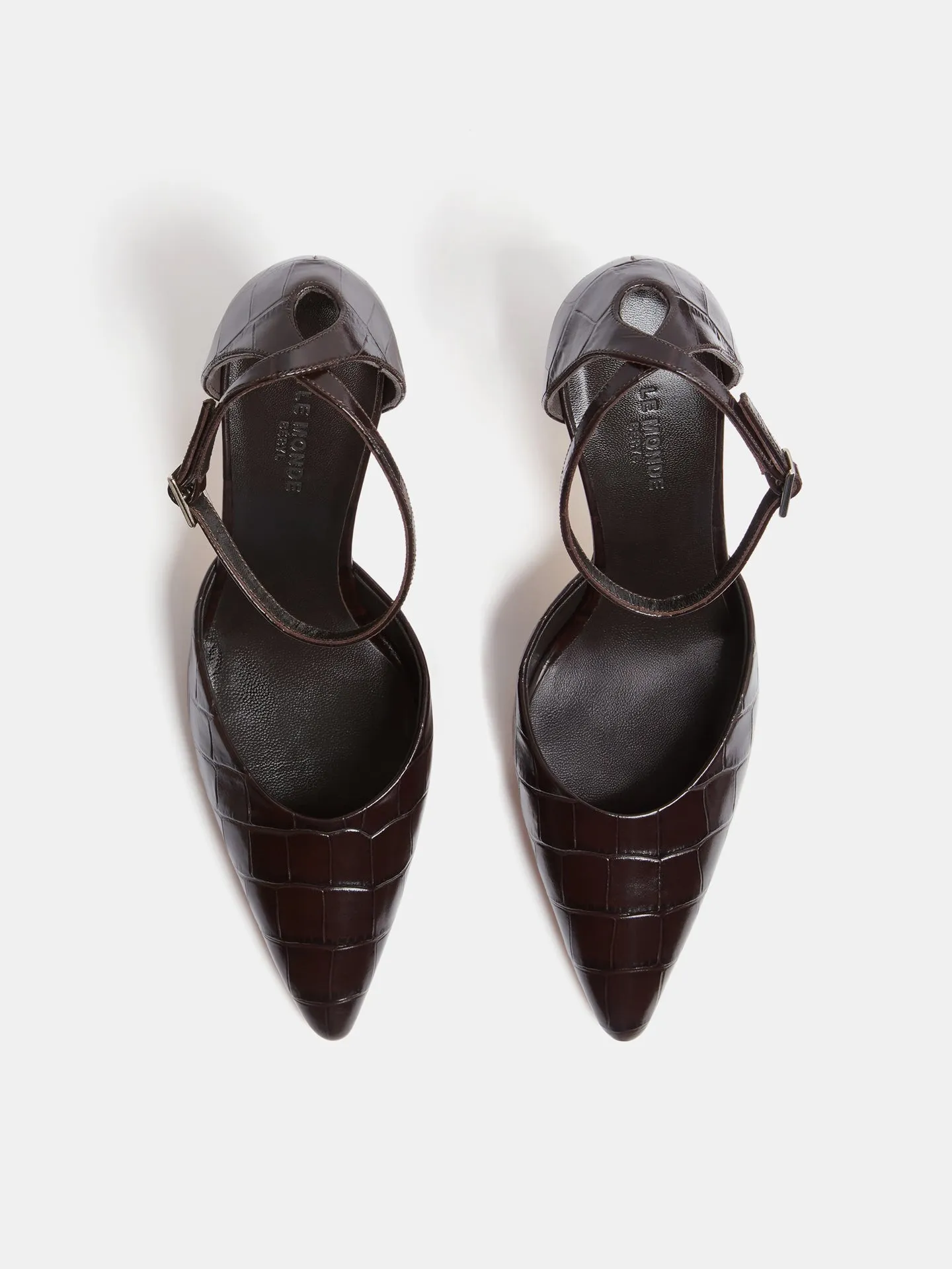 Victoria Pump / Coco Brown Leather Croc Effect sold by Le Monde Beryl product image thumbnail 3