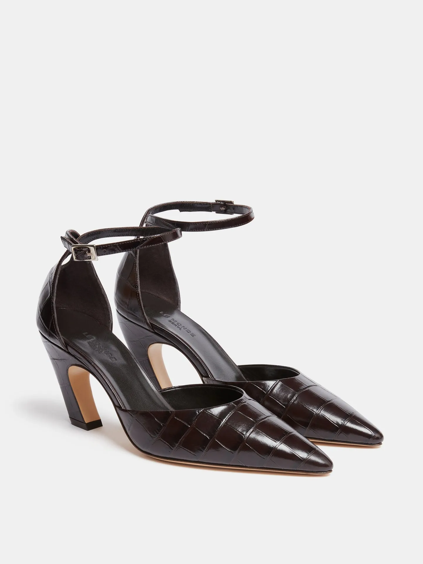 Victoria Pump / Coco Brown Leather Croc Effect sold by Le Monde Beryl product image thumbnail 2