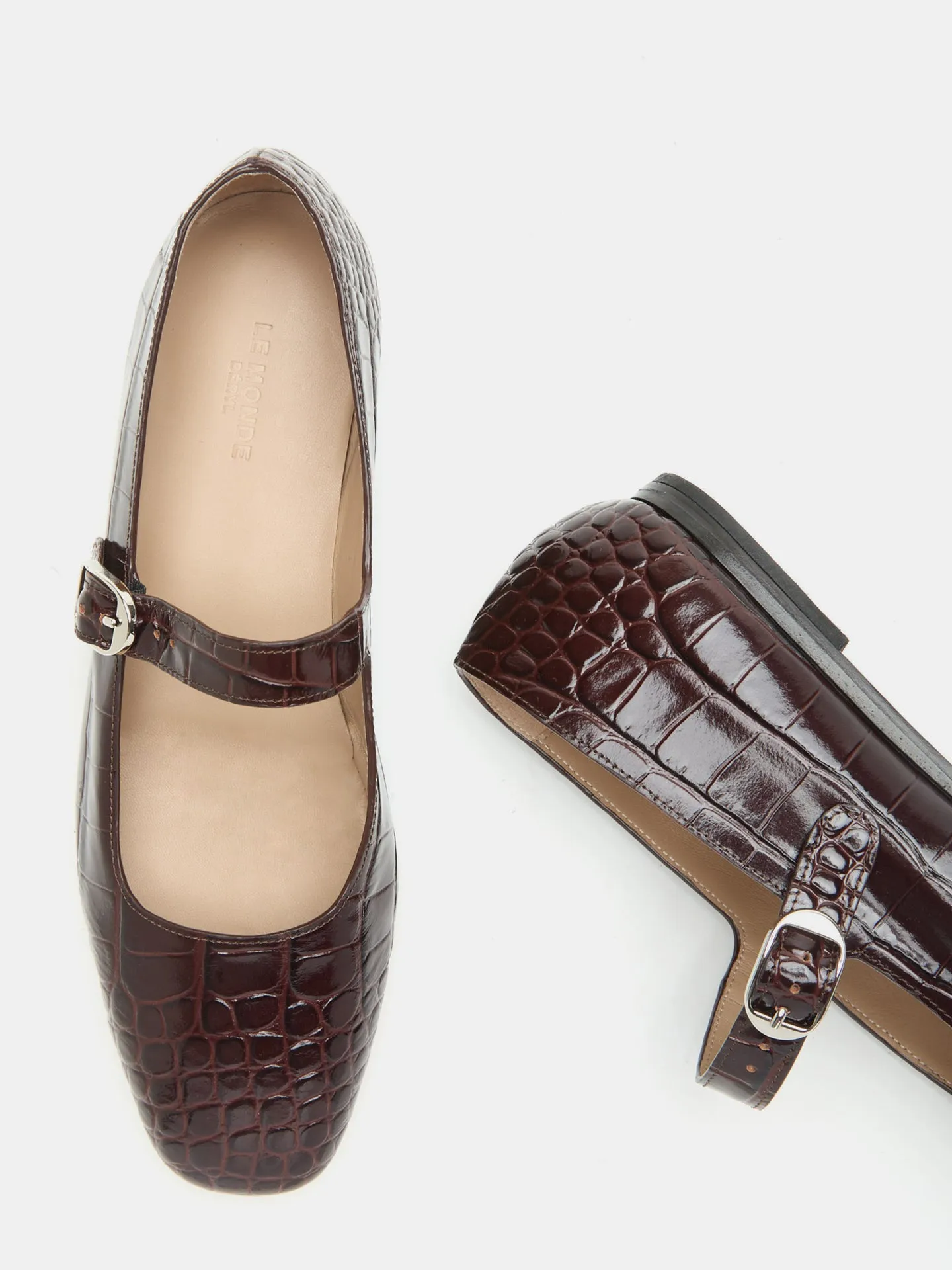 Mary Jane / Coco Brown Leather Croc Effect sold by Le Monde Beryl product image thumbnail 4