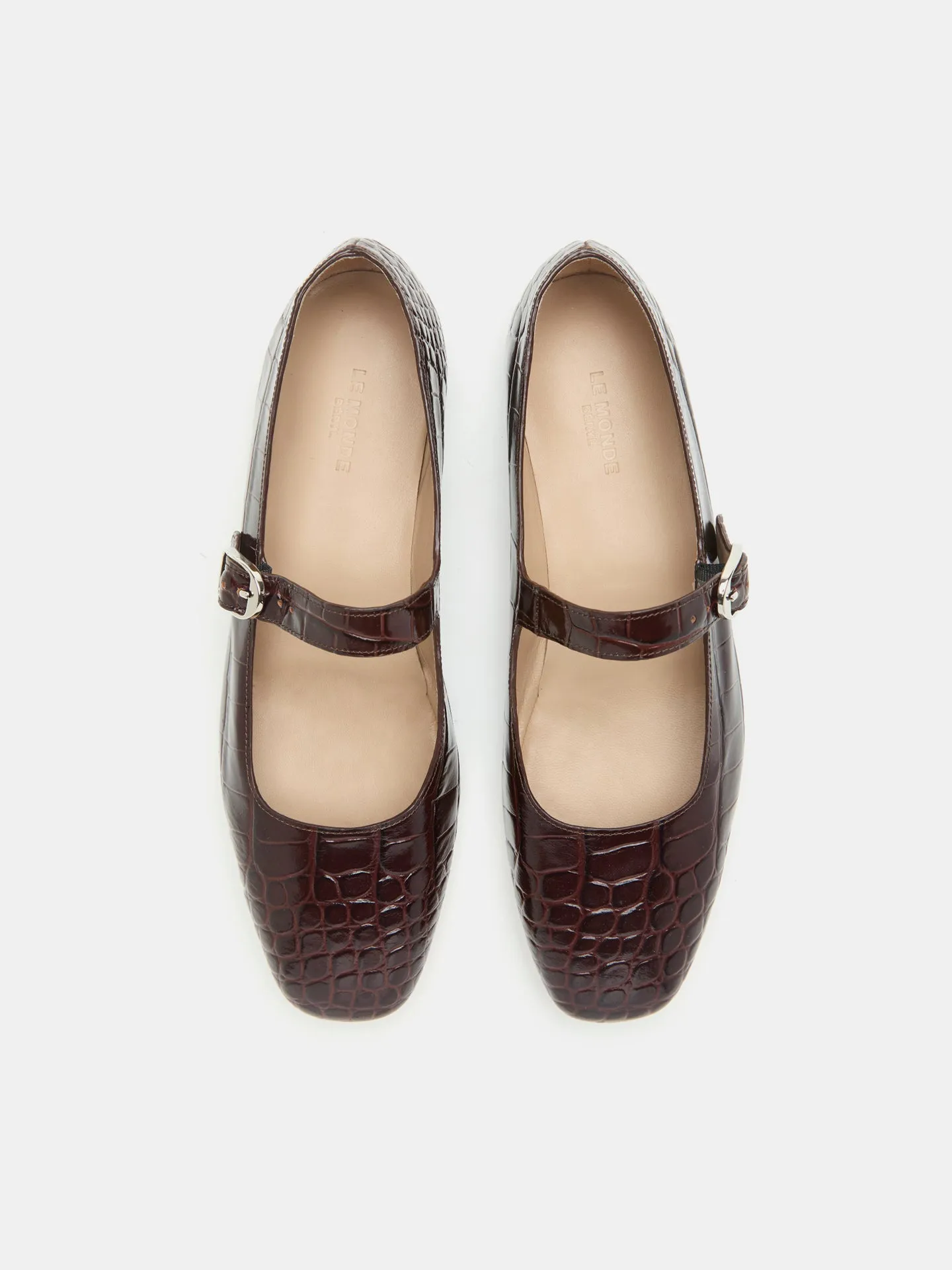 Mary Jane / Coco Brown Leather Croc Effect sold by Le Monde Beryl product image thumbnail 3
