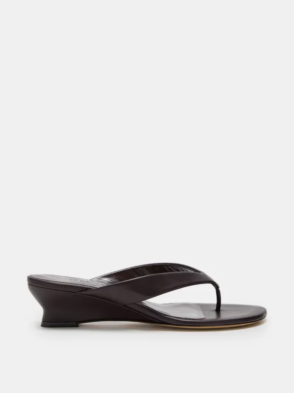 Micro Wedge Thong / Plum Leather sold by Le Monde Beryl