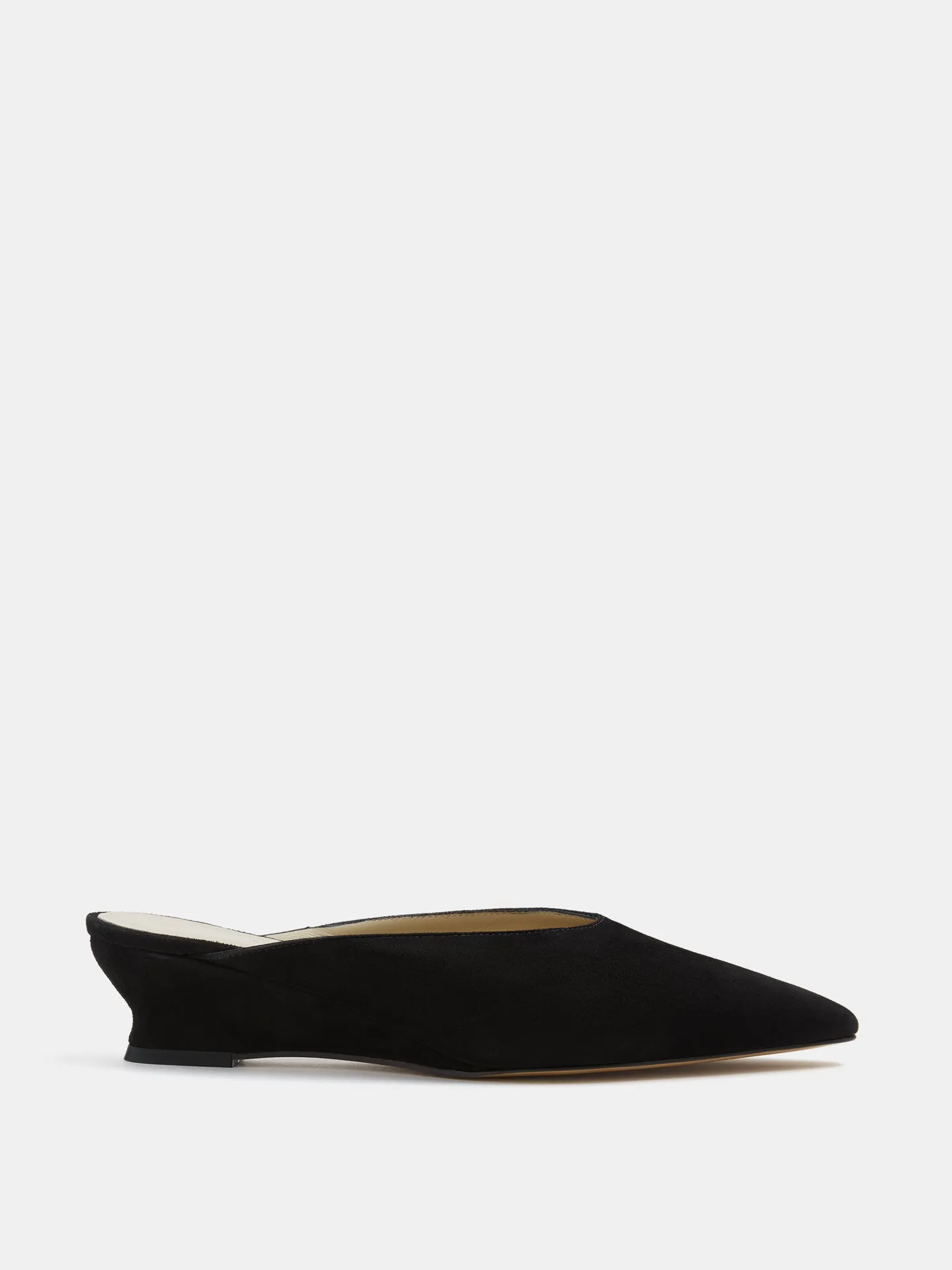 Victoria Micro Wedge Mule / Black Suede sold by Le Monde Beryl