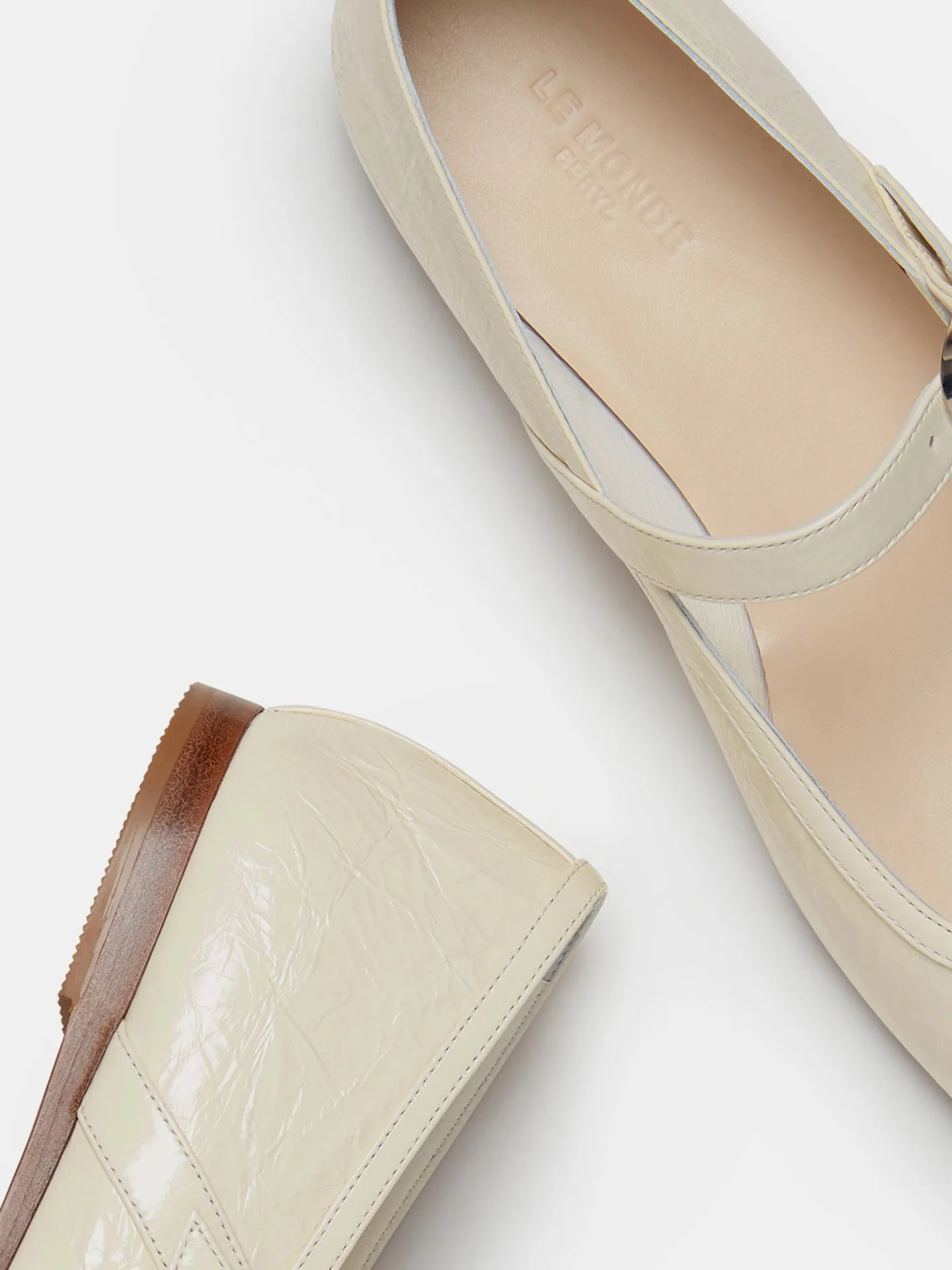 Ballet Mary Jane / Ecru Naplack Leather sold by Le Monde Beryl product image thumbnail 5