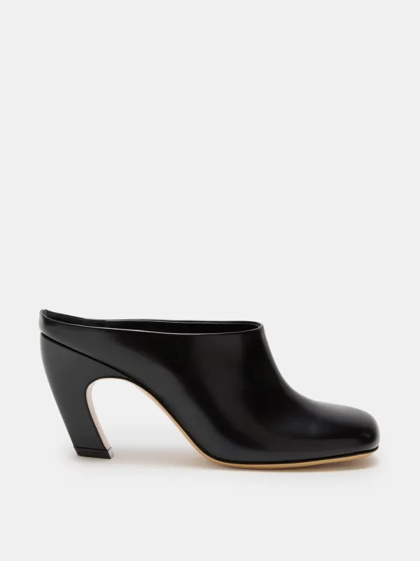 Mica Mule / Black Spazzolato Leather sold by Le Monde Beryl