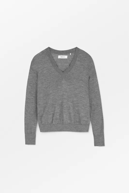 Amethyst V-neck jumper - Grey melange made by Skall Studio
