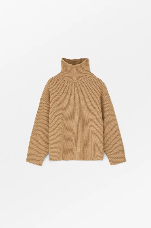 Diana T-neck jumper - Camel made by Skall Studio