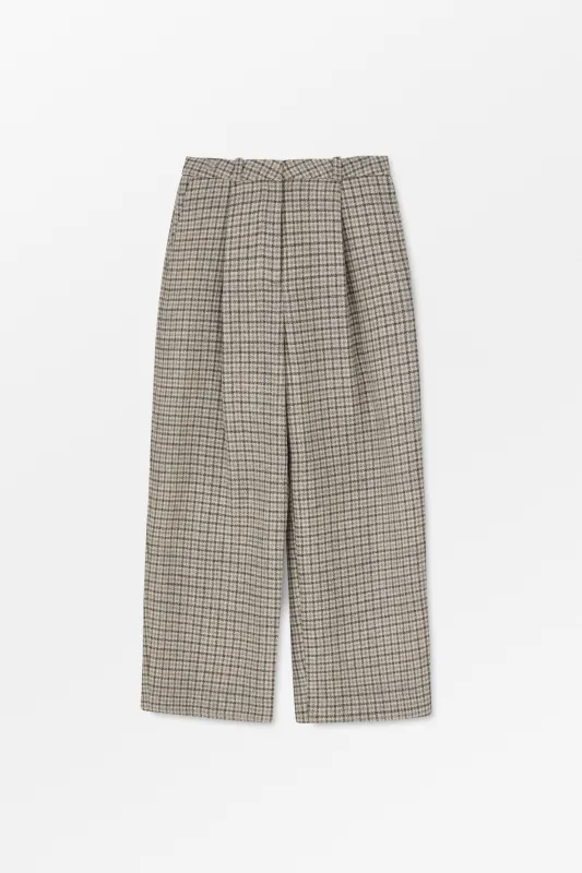 Bob trousers - Brown/grey small heritage check sold by Skall Studio