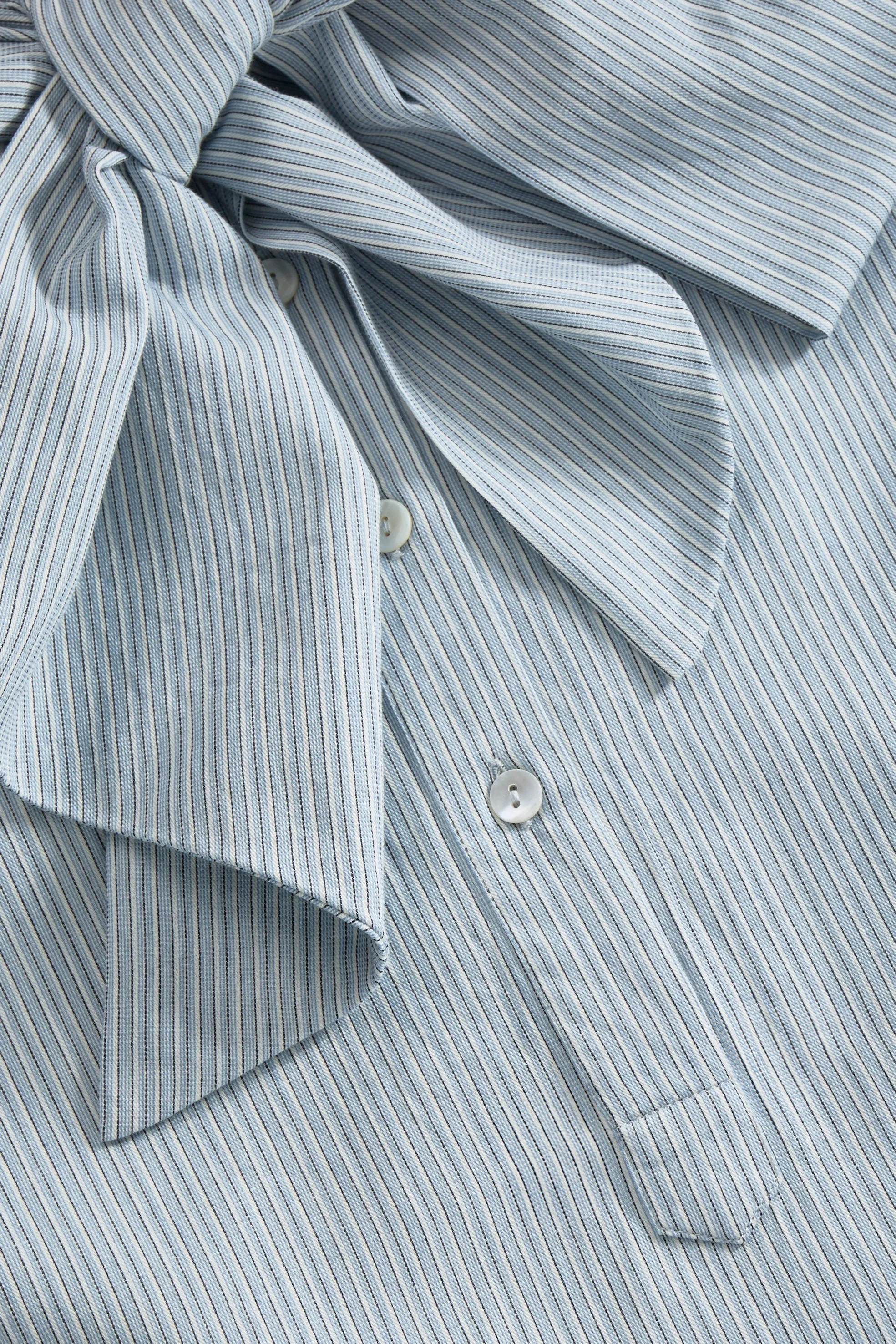 Dalia bow dress - Tiny blue stripe sold by Skall Studio product image thumbnail 5