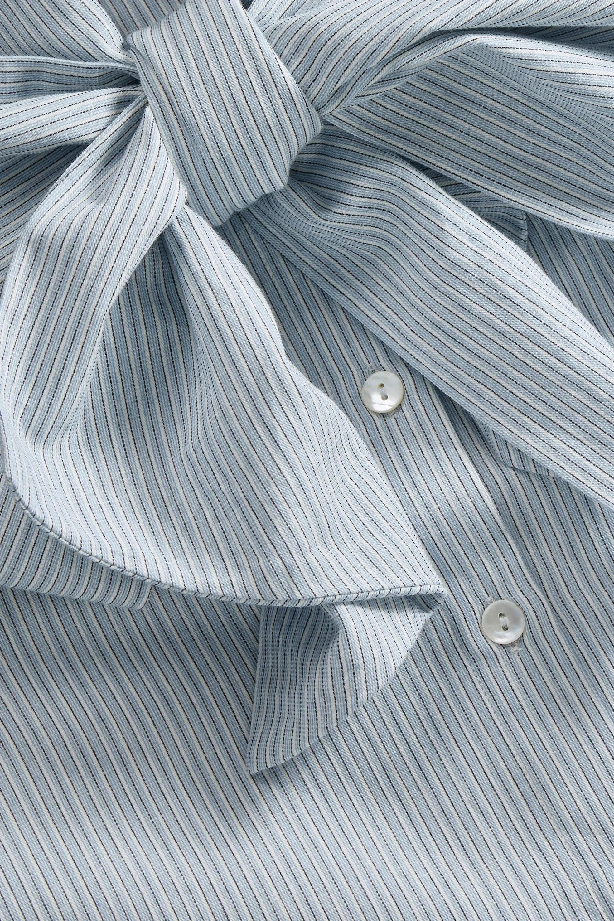 Dalia bow shirt - Tiny blue stripe sold by Skall Studio product image thumbnail 5