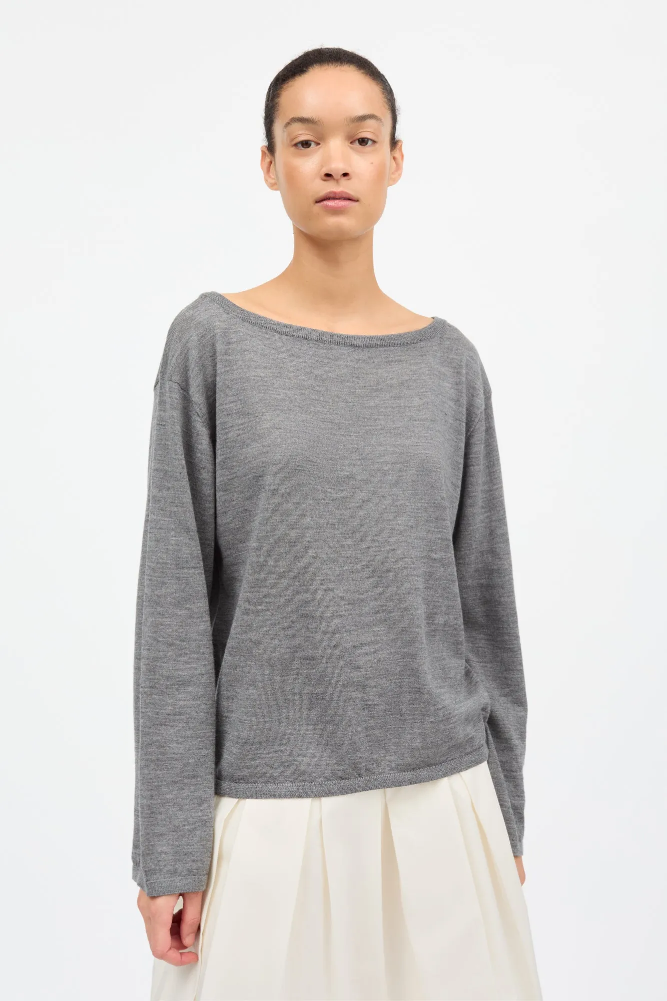 Amethyst boatneck blouse - Grey melange sold by Skall Studio product image thumbnail 2