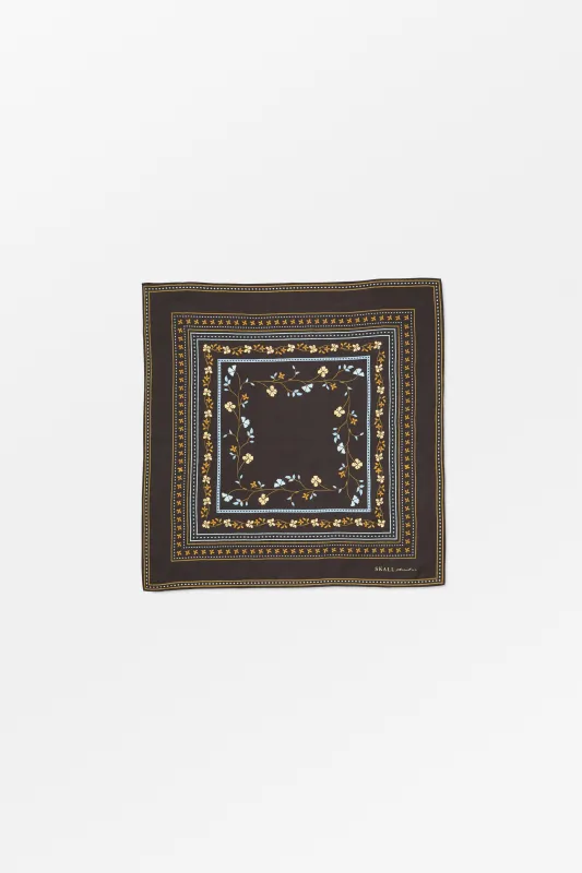Skall floral scarf 55x55 - Dark brown made by Skall Studio