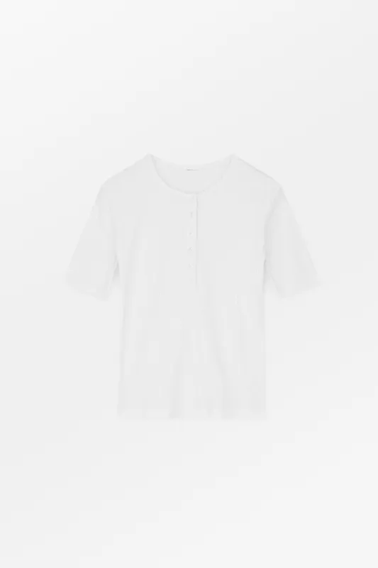 Liv henley tee - Optic white sold by Skall Studio