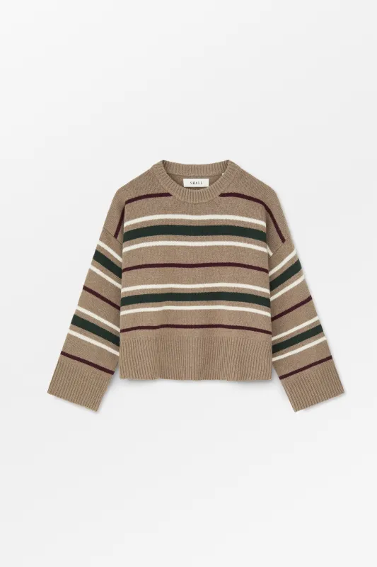 Cannes Jumper - Light brown/green/wine stripe made by Skall Studio
