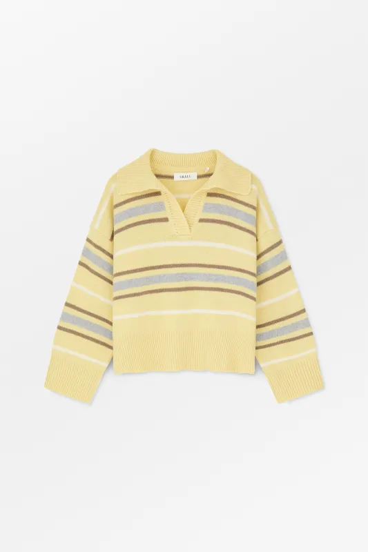 Paul V-neck jumper - Yellow/Grey stripe made by Skall Studio