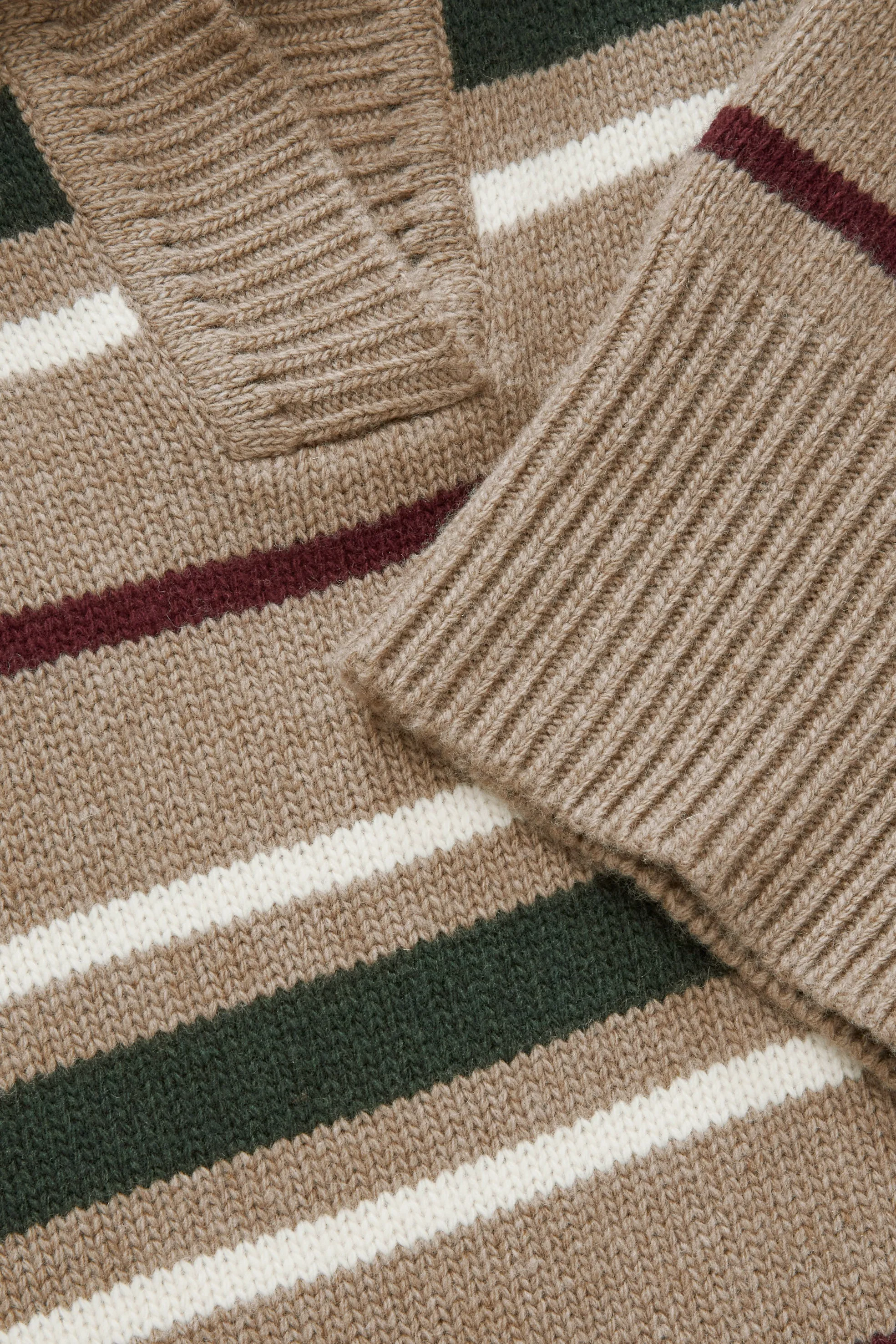 Paul V-neck jumper - Light brown/green/wine stripe sold by Skall Studio product image thumbnail 5