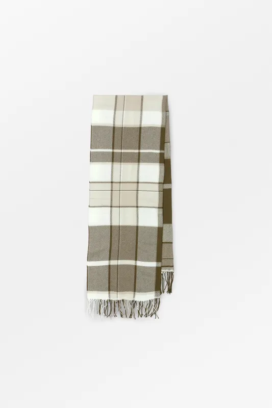 Nelle scarf - Brown/Ecru check made by Skall Studio