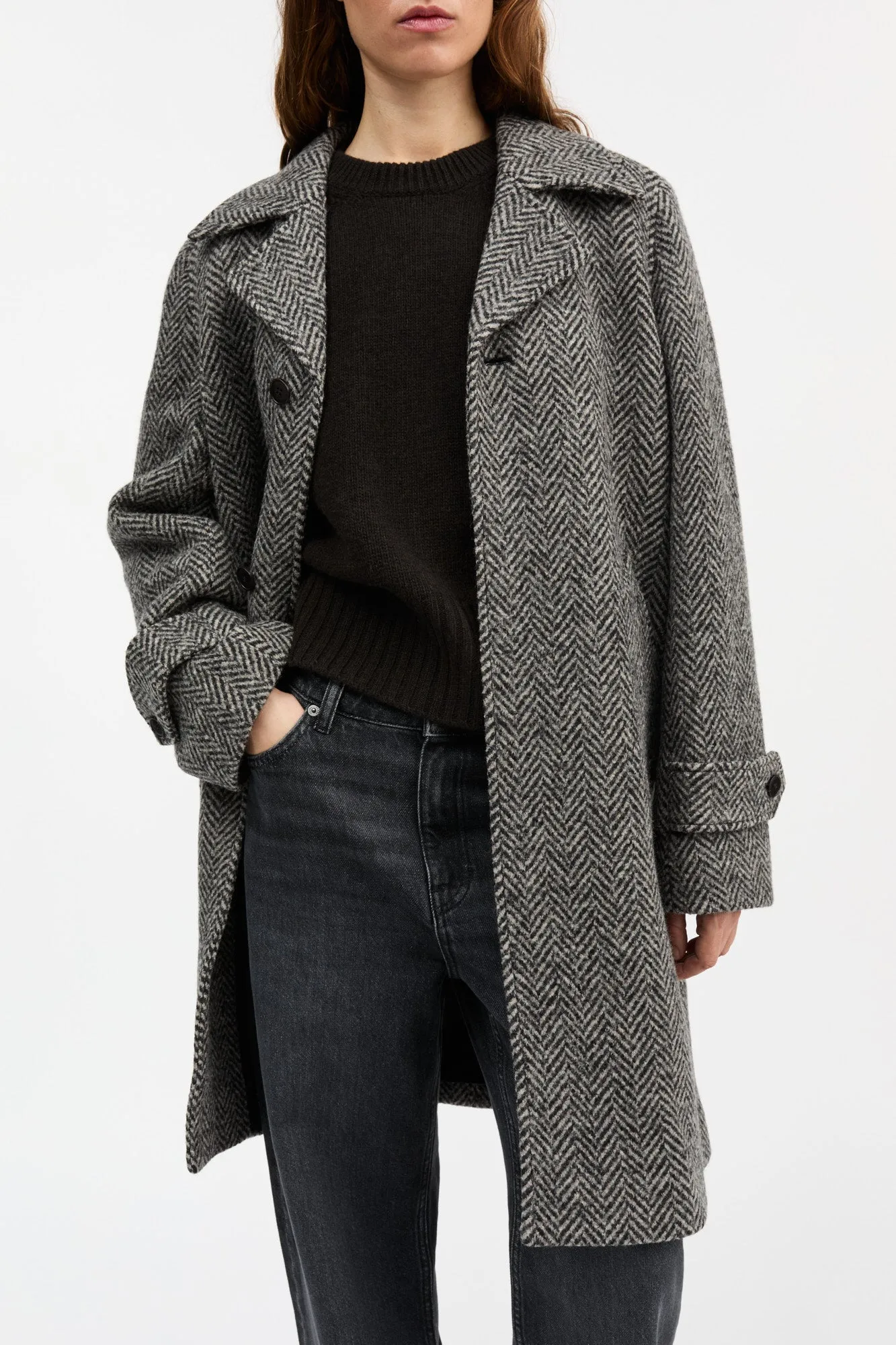 Thea coat - Black/Beige herringbone sold by Skall Studio product image thumbnail 3