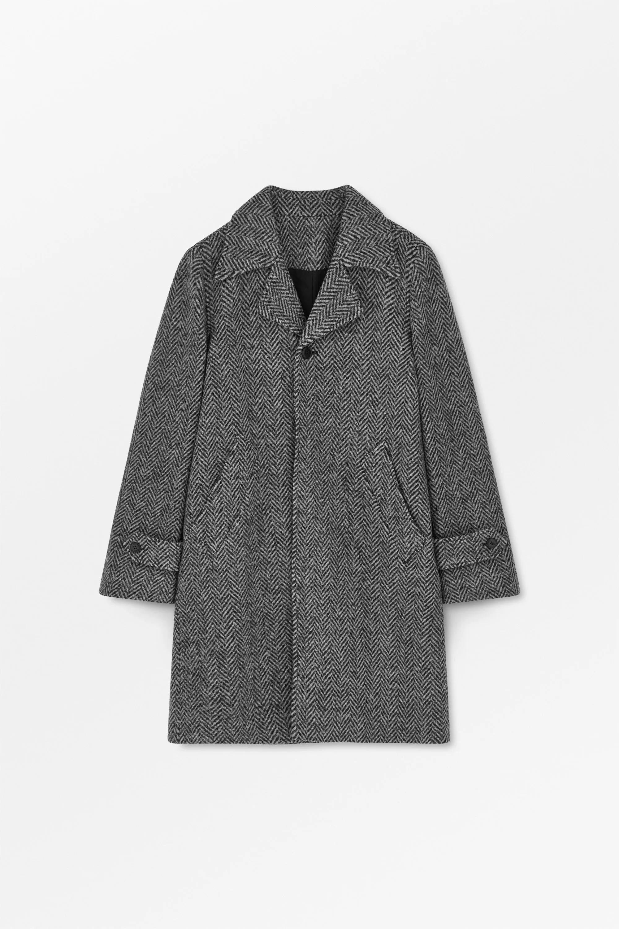 Thea coat - Black/Beige herringbone sold by Skall Studio