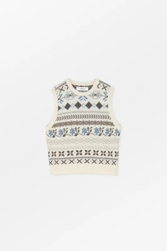 Vero vest - Brown/Ecru jacquard sold by Skall Studio