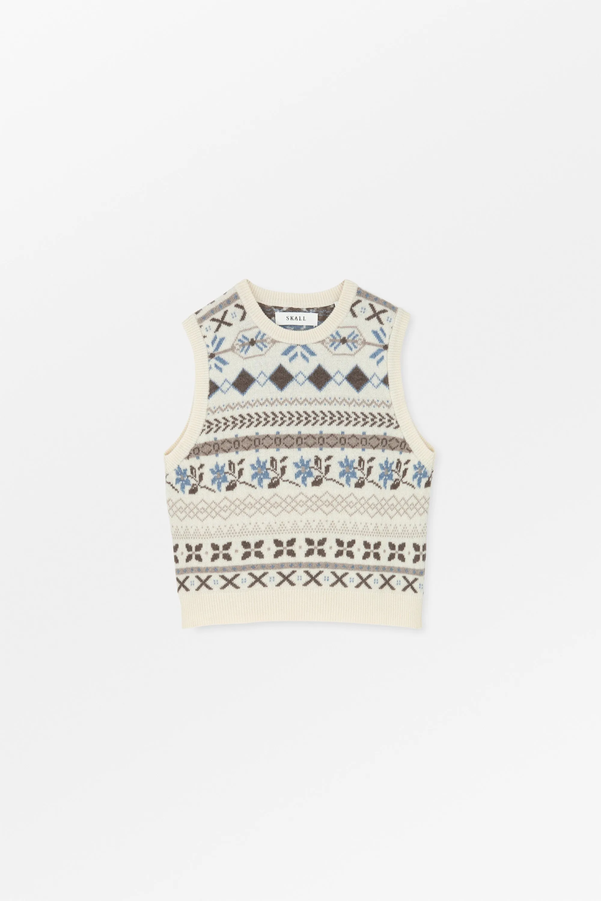 Vero vest - Brown/Ecru jacquard sold by Skall Studio