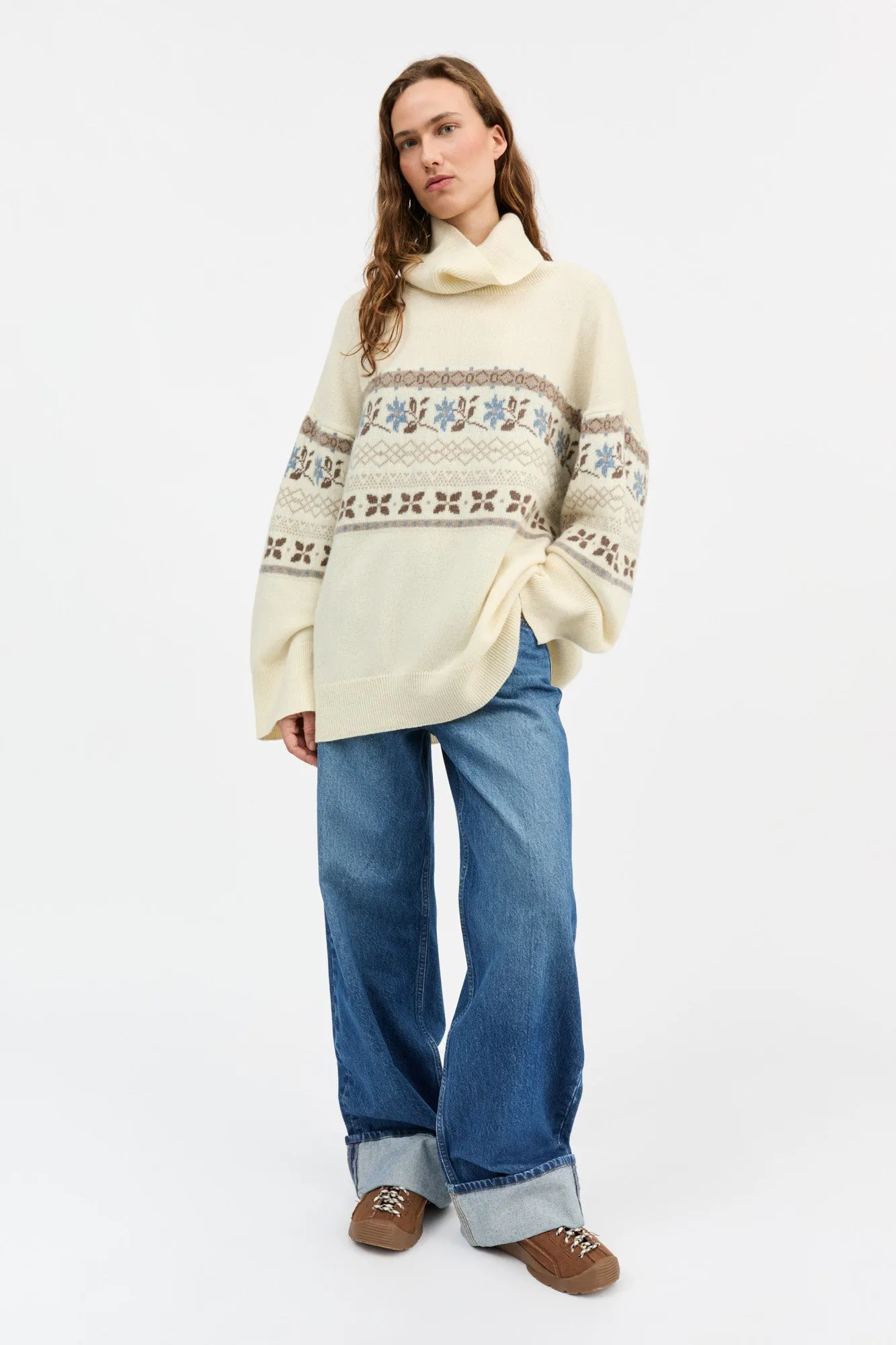 Leonora t-neck - Brown/Ecru jacquard sold by Skall Studio product image thumbnail 3