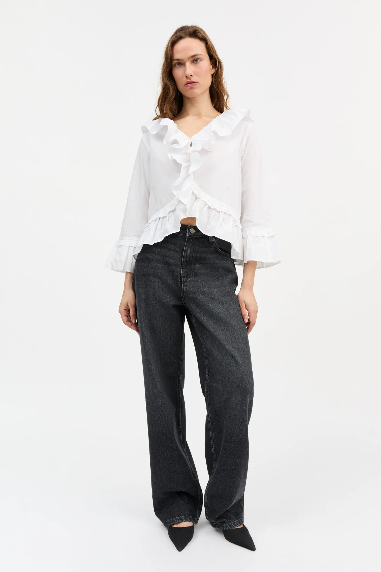 Rimini flounce blouse - Optic white sold by Skall Studio product image thumbnail 3