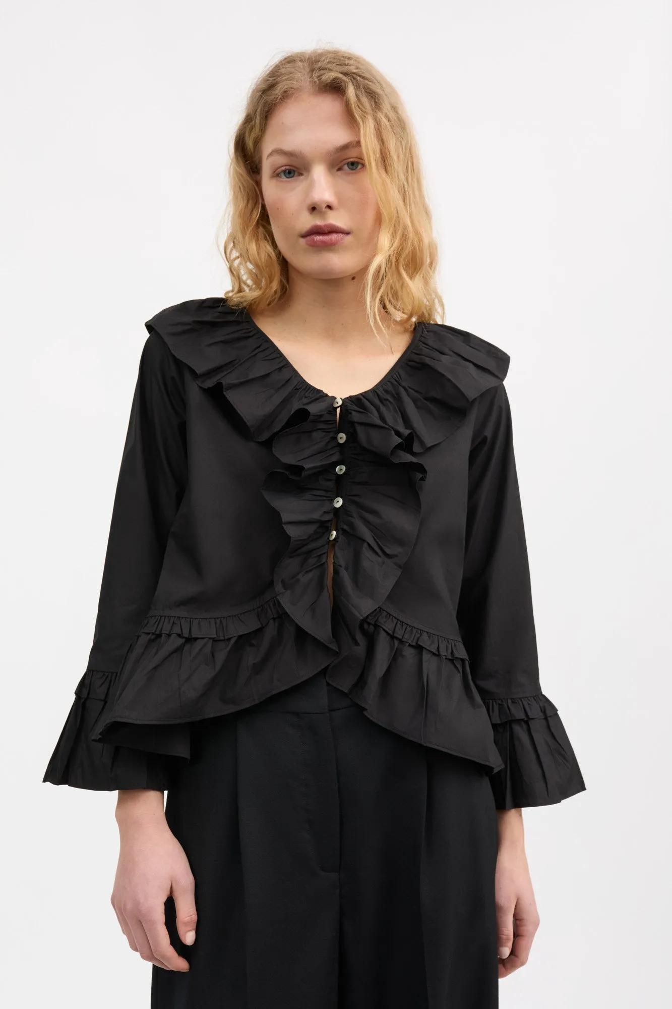 Rimini flounce blouse - Black sold by Skall Studio product image thumbnail 2