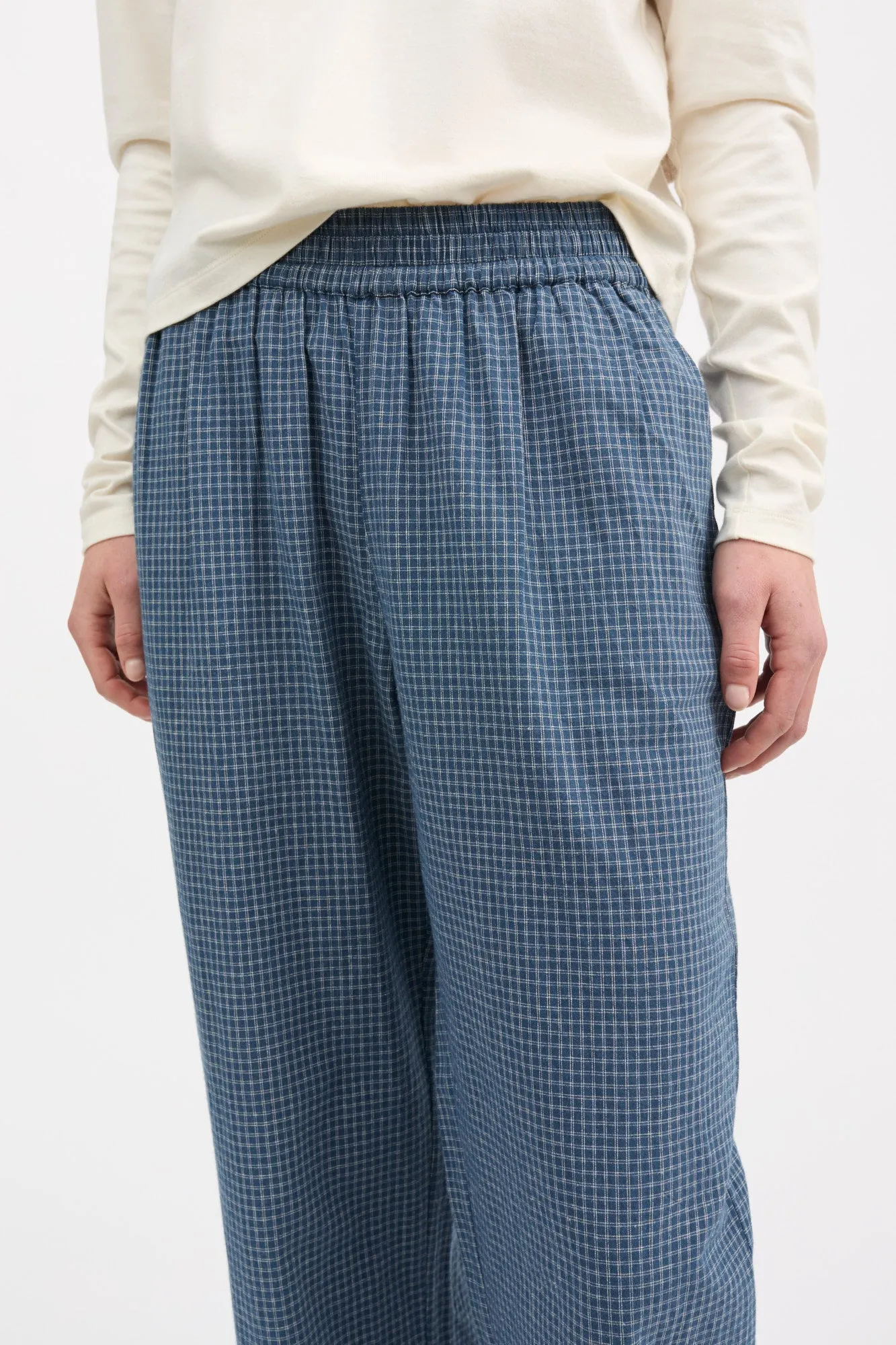 Jasmine pants - Blue/Cream mini check sold by Skall Studio product image thumbnail 3