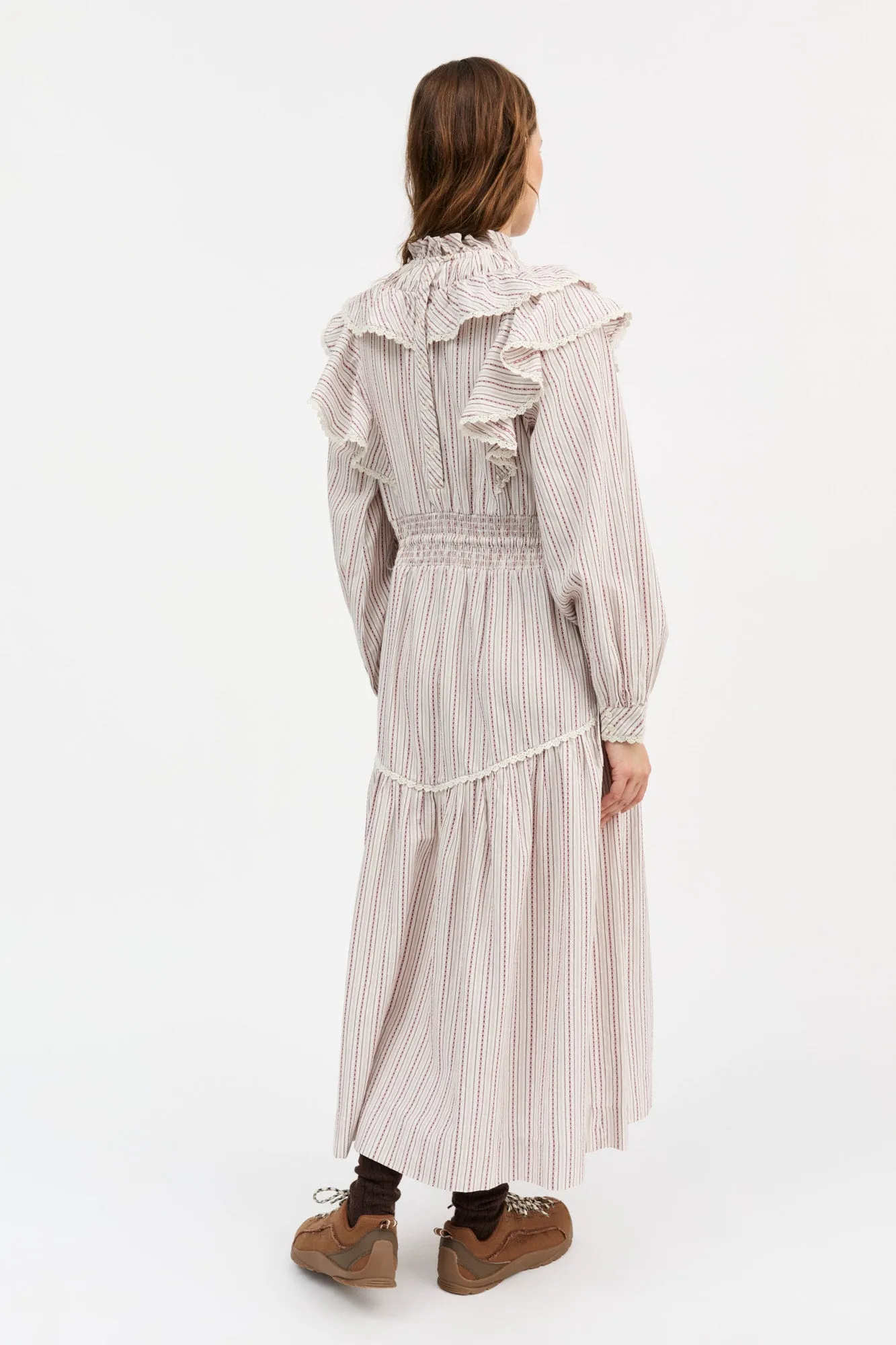 Claudette dress - Raspberry/Cream stripe sold by Skall Studio product image thumbnail 4