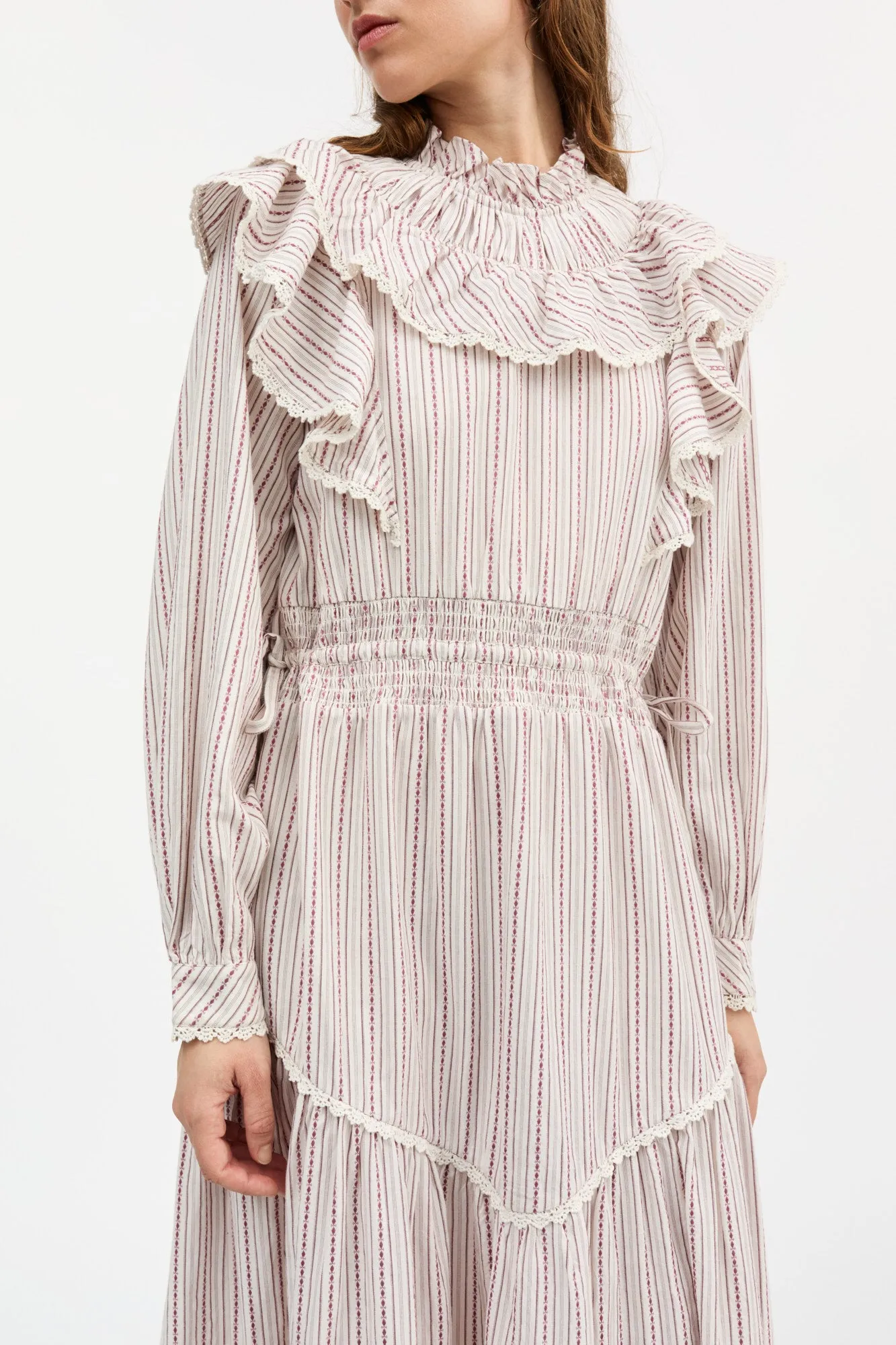 Claudette dress - Raspberry/Cream stripe sold by Skall Studio product image thumbnail 3
