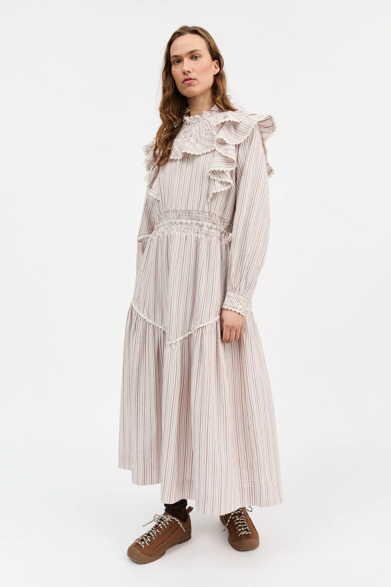 Claudette dress - Raspberry/Cream stripe sold by Skall Studio product image thumbnail 2
