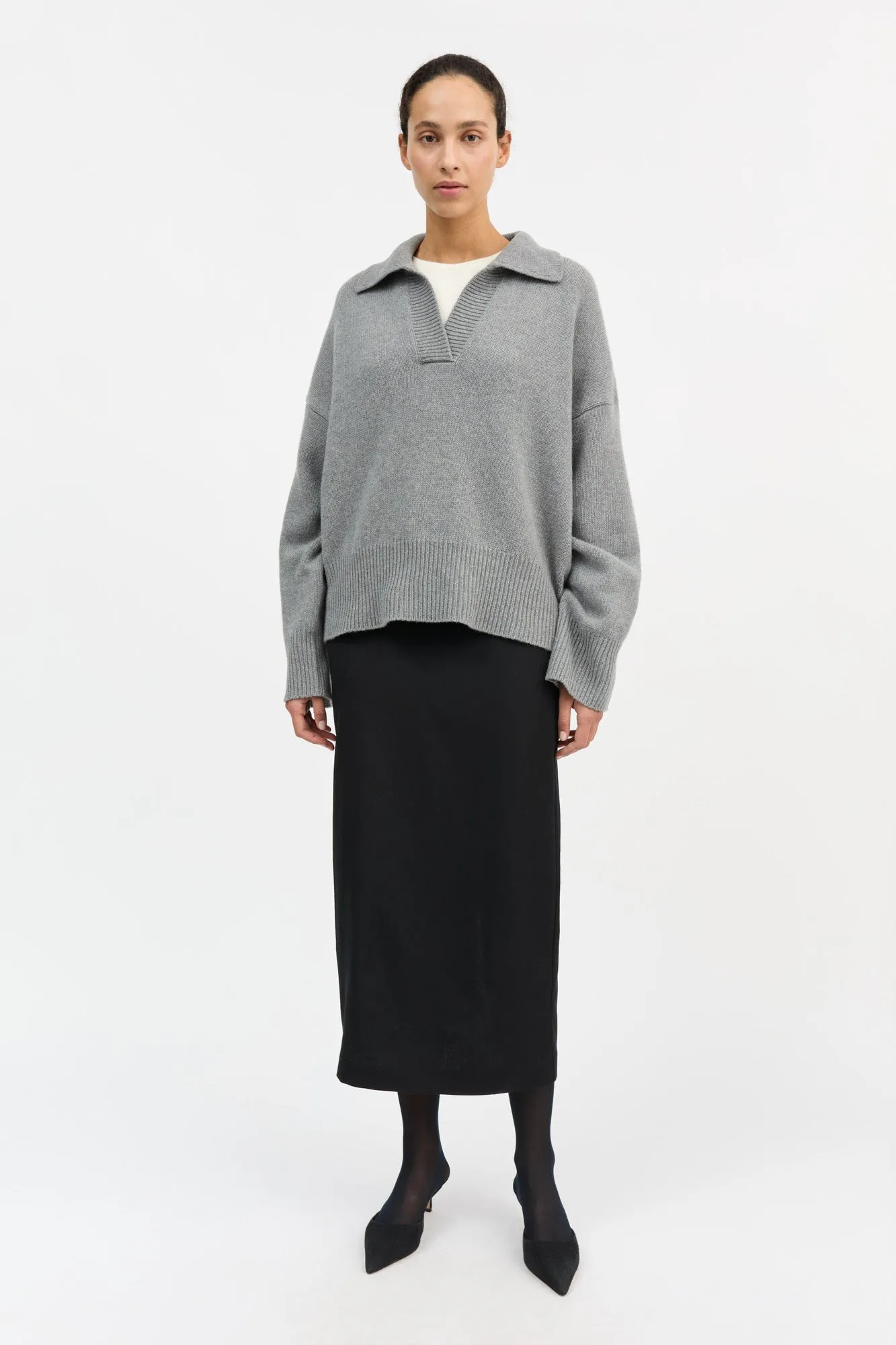 Dean V-neck jumper - Grey melange sold by Skall Studio product image thumbnail 3