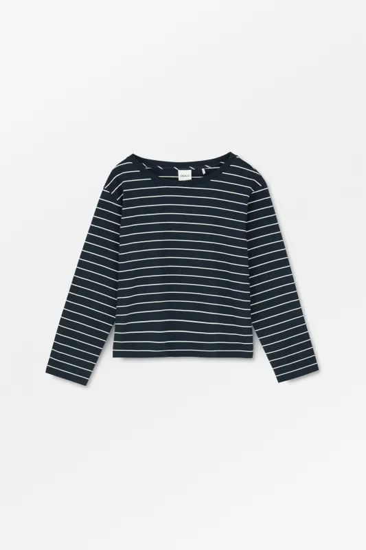 Loui oversized blouse - Navy/White stripe sold by Skall Studio