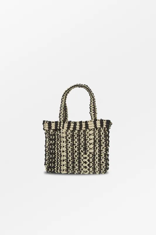 Nola mini straw bag - Black/Light natural sold by Skall Studio