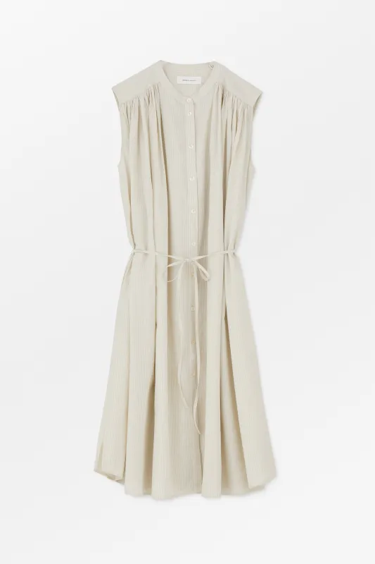 Louise dress - Light blue/White stripe made by Skall Studio