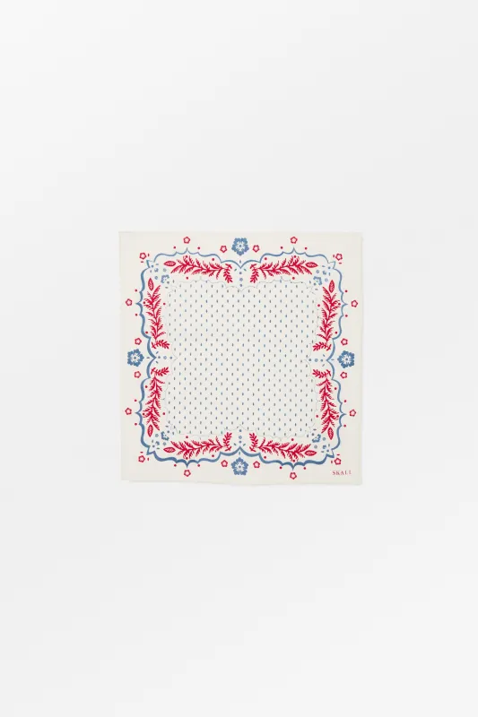 Juniper scarf - Cream/Blue/Red made by Skall Studio